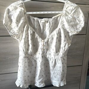 Babydoll Bustier Ruffle Puff Sleeve Crop Top